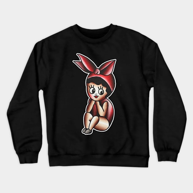 Cute Kewpie Tattoo Design Crewneck Sweatshirt by forevertruetattoo